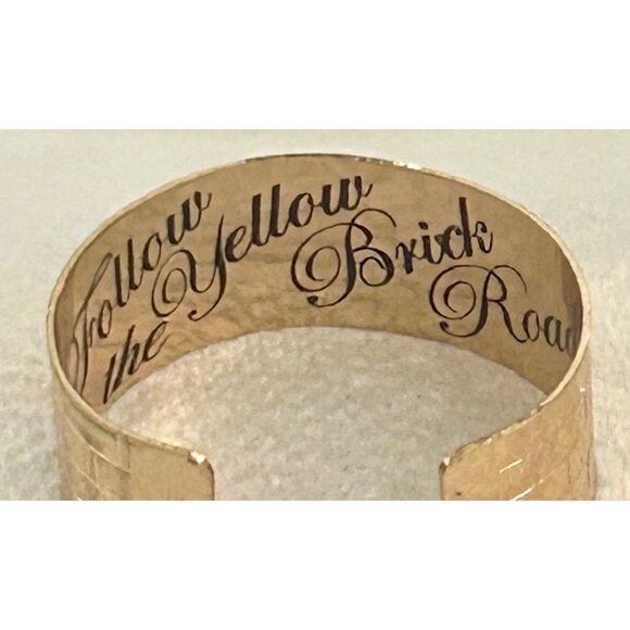 Follow The Yellow Brick Road Gold Tone Brick Design Cuff Bracelet - Picture 5 of 11